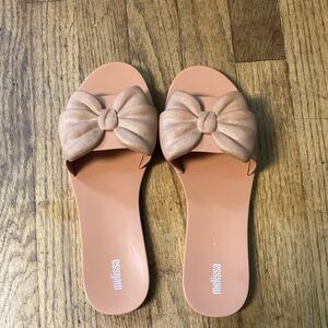 Melissa Babe Bow slide Terracotta Orange 9 NWOT